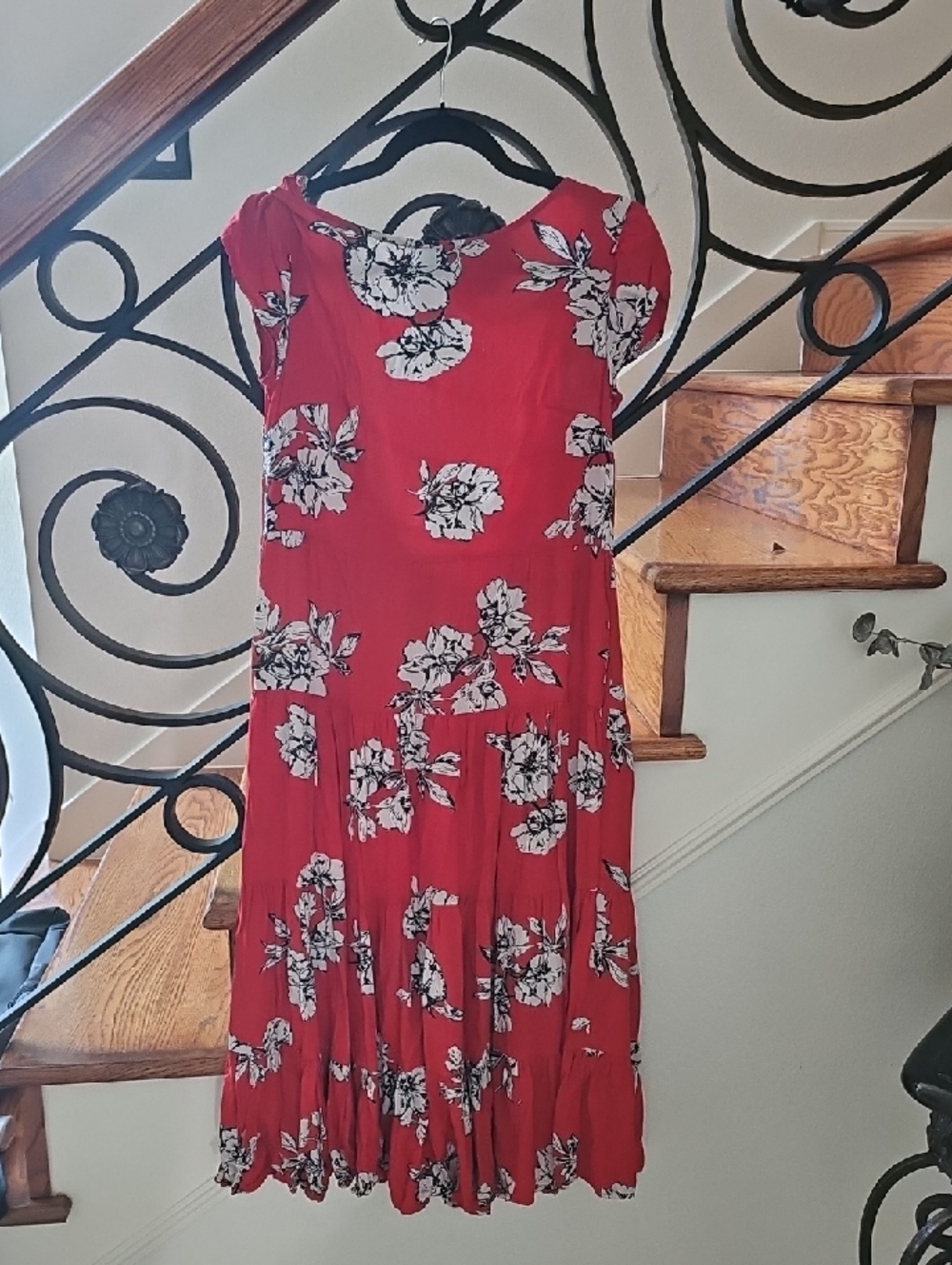 Free People Red Floral Tiered Maxi Dress